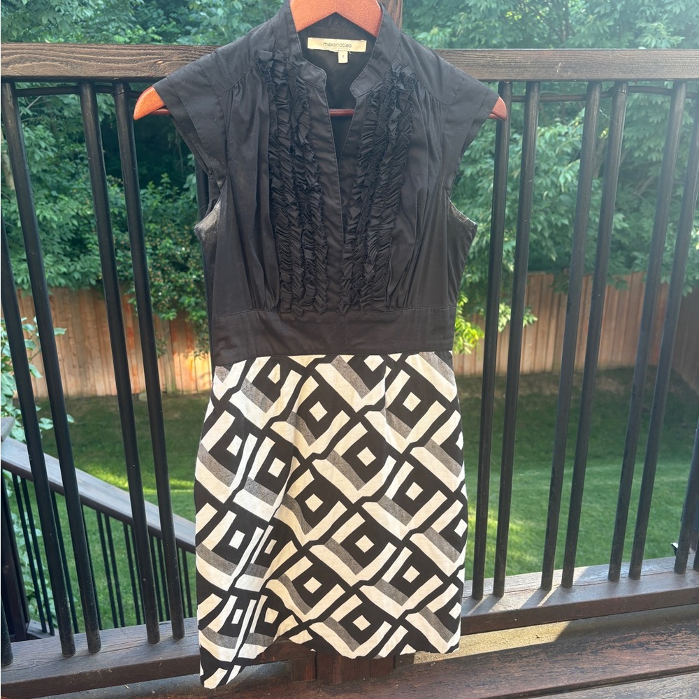 Max & Cleo Black and White Patterned Mini Dress